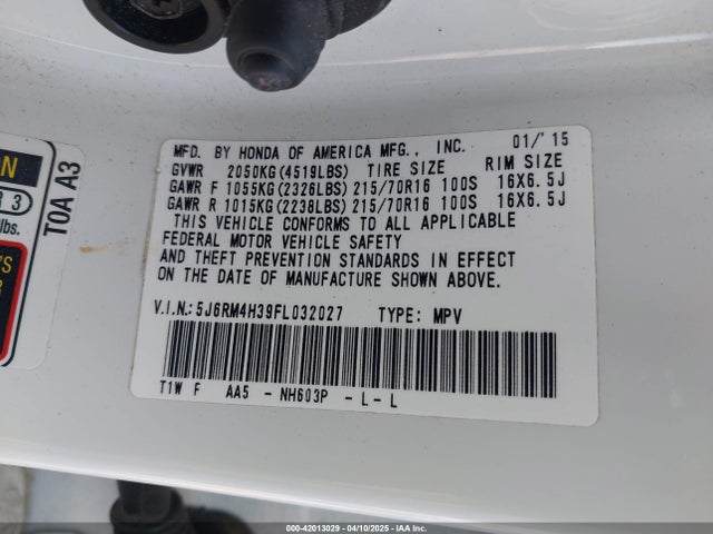 5J6RM4H39FL032027 Honda CR-V LX