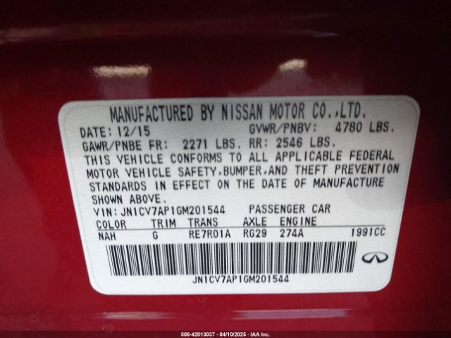 JN1CV7AP1GM201544 Infiniti Q50 2.0t Premium