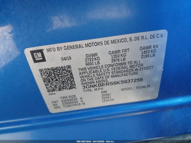 3GNKBERS6KS637255 Chevrolet BLAZER RS
