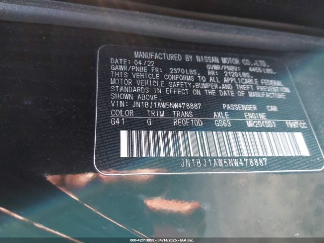 JN1BJ1AW5NW478887 Nissan Rogue Sport S Awd Xtronic Cvt