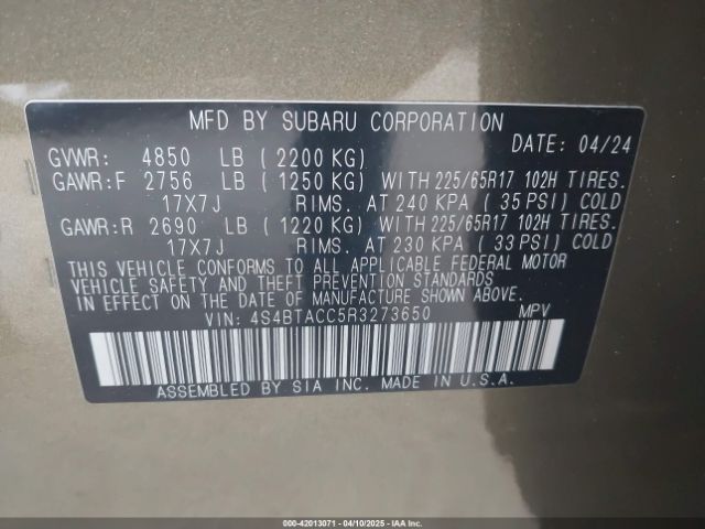 2024 SUBARU OUTBACK 4S4BTACC5R3273650 Photo 8
