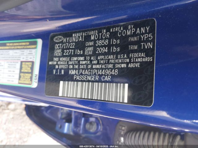 KMHLP4AG1PU449648 Hyundai Elantra Limited