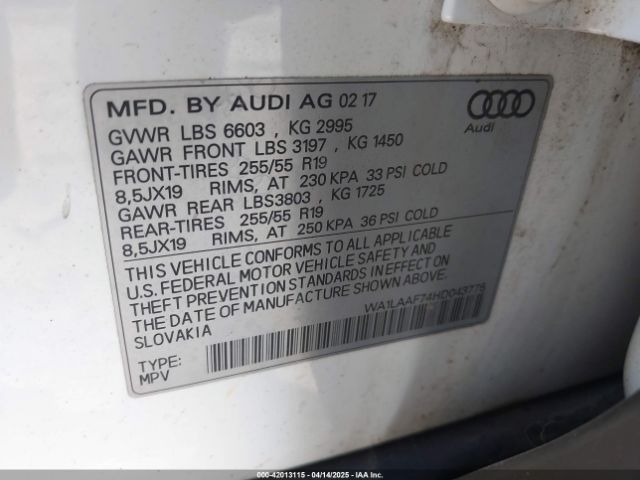 WA1LAAF74HD043775 Audi Q7 3.0t Premium