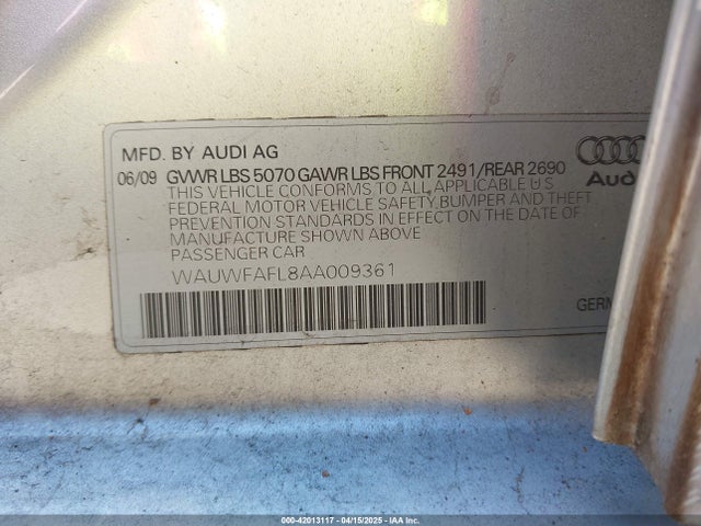 2010 AUDI A4 WAUWFAFL8AA009361 Photo 8