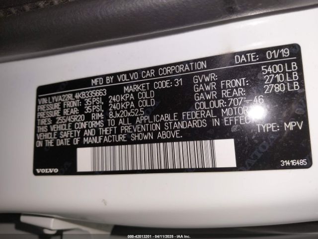 2019 VOLVO XC60 LYVA22RL4KB335663 Photo 8