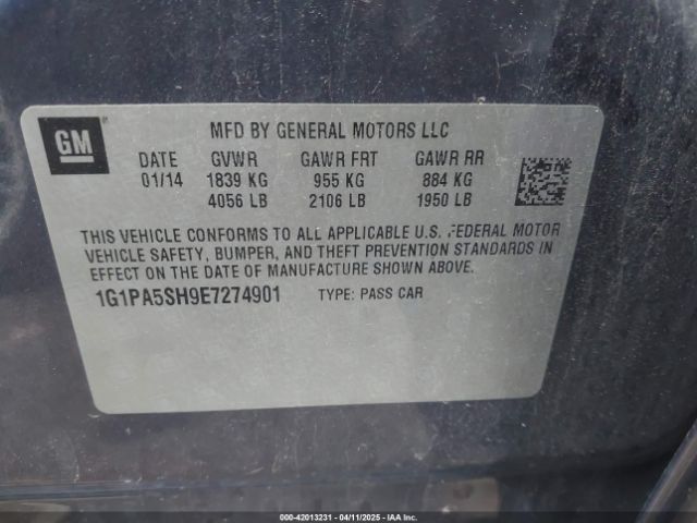 1G1PA5SH9E7274901 Chevrolet Cruze Ls Auto