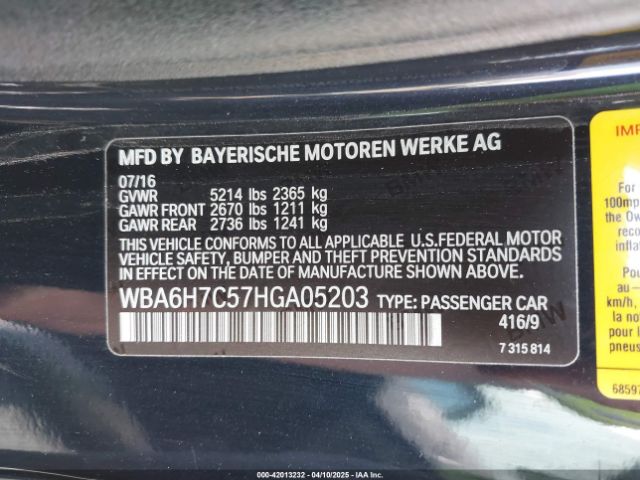 WBA6H7C57HGA05203 BMW 650i Xdrive