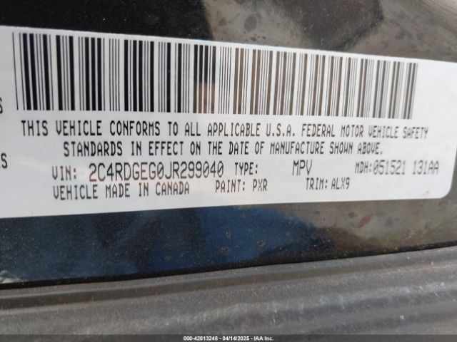 2C4RDGEG0JR299040 Dodge Grand Caravan Gt