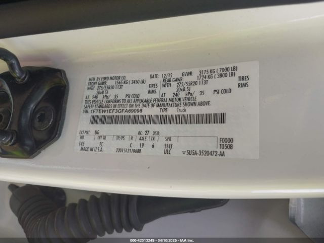 1FTEW1EF3GFA69098 Ford F-150
