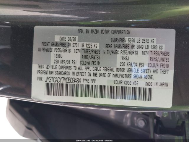 JM3TCACY7M0503484 Mazda Cx-9 Touring