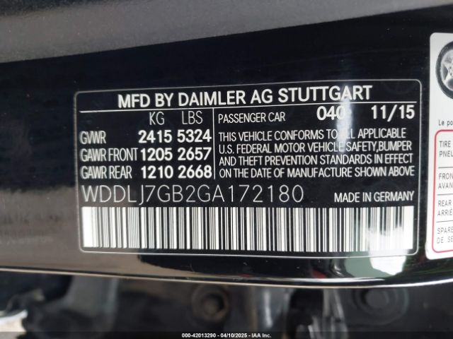 WDDLJ7GB2GA172180 Mercedes-Benz Amg Cls 63 S 4matic