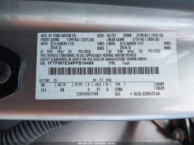Ford F-150 Lariat 2023 1FTFW1E54PFB19499 Image 9