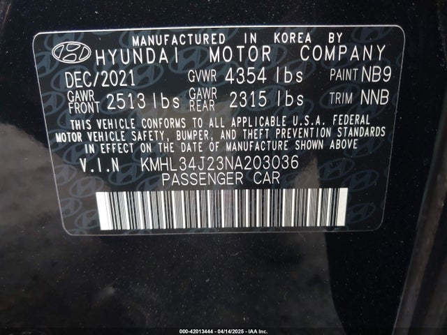 KMHL34J23NA203036 Hyundai Sonata Limited