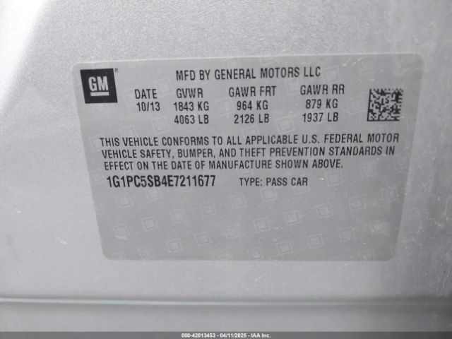 1G1PC5SB4E7211677 Chevrolet Cruze 1lt Auto