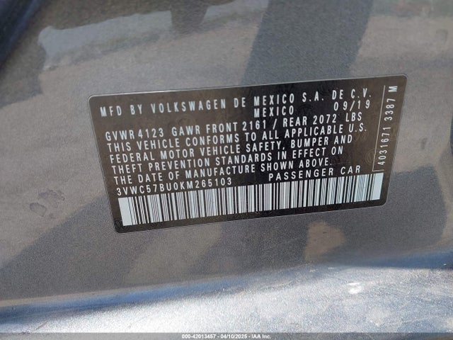 3VWC57BU0KM265103 Volkswagen Jetta 1.4t R-line/1.4t S/1.4t Se