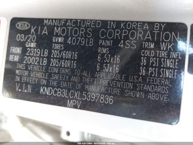 KNDCB3LCXL5397836 KIA NIRO LX