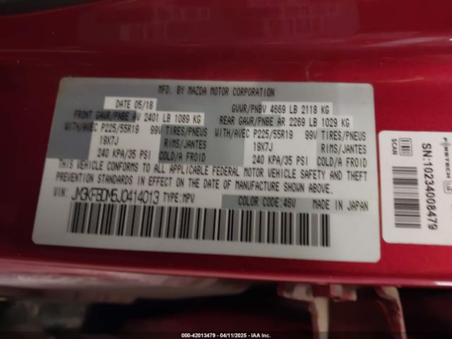 JM3KFBDM5J0414013 Mazda Cx-5 Grand Touring