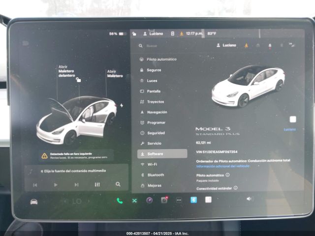 5YJ3E1EA5MF097354 Tesla Model 3 Standard Range Plus Rear-wheel Drive