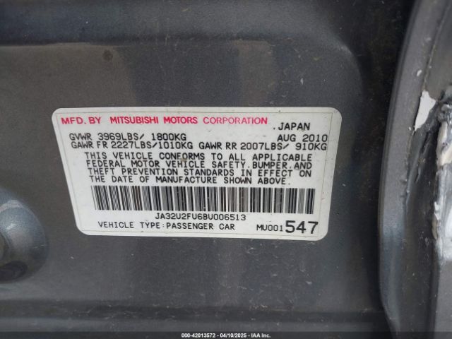 2011 MITSUBISHI LANCER JA32U2FU6BU006513 Photo 8