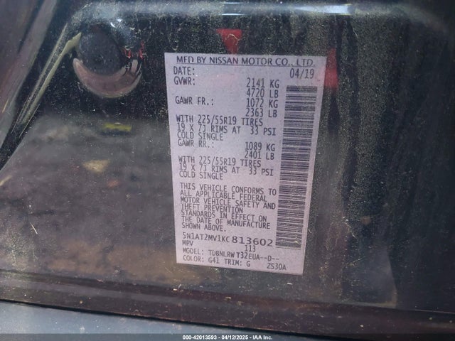 Nissan Rogue Sl 2019 5N1AT2MV1KC813602 Image 9