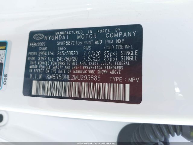 KM8R5DHE2MU295886 Hyundai Palisade Limited