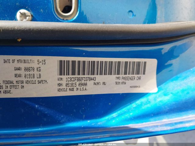1C3CDFBB2FD378443 Dodge DART SXT