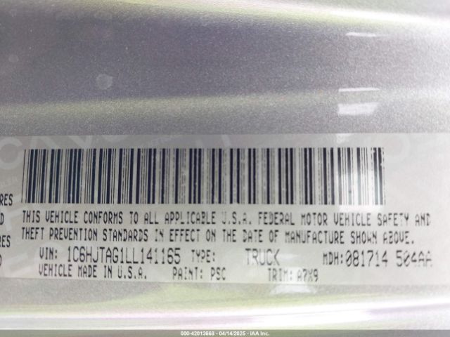 1C6HJTAG1LL141165 Jeep Gladiator Sport S 4x4