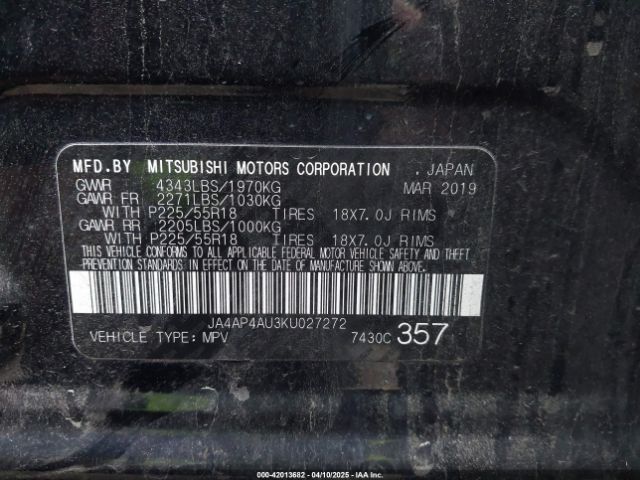 JA4AP4AU3KU027272 Mitsubishi Outlander Sport 2.0 Se