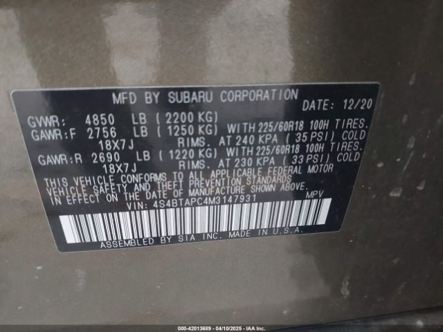 4S4BTAPC4M3147931 Subaru Outback Touring