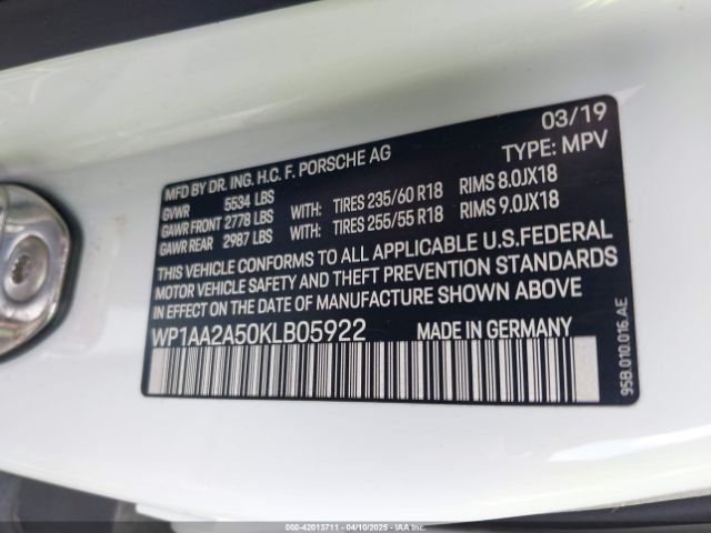 WP1AA2A50KLB05922 Porsche Macan