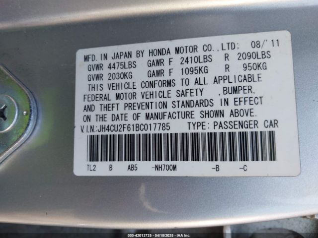 2011 ACURA TSX JH4CU2F61BC017785 Photo 8