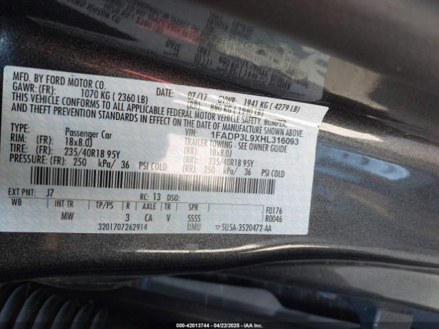 1FADP3L9XHL316093 Ford FOCUS ST