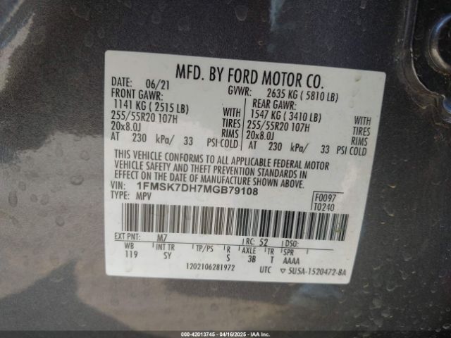 2021 FORD EXPLORER 1FMSK7DH7MGB79108 Photo 8