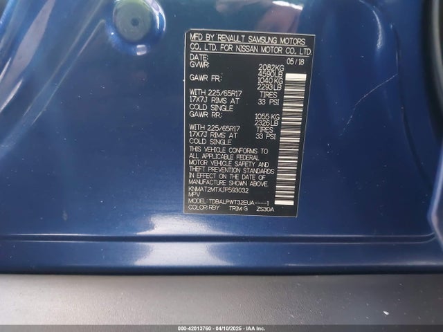 KNMAT2MTXJP593032 Nissan Rogue