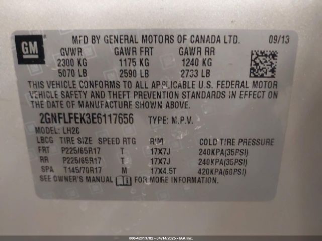 2GNFLFEK3E6117656 Chevrolet EQUINOX 1LT