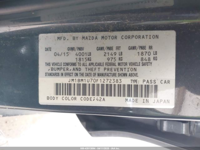 JM1BM1U70F1272383 Mazda Mazda3 I Sport