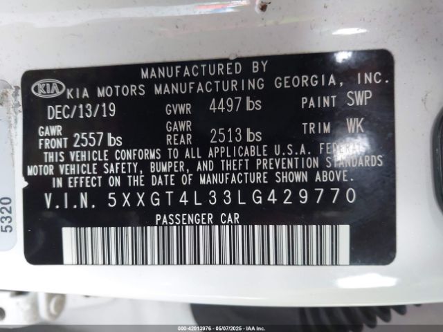 5XXGT4L33LG429770 KIA Optima Se