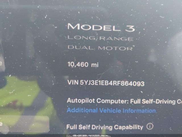 5YJ3E1EB4RF864093 Tesla Model 3 Long Range Dual Motor All-wheel Drive