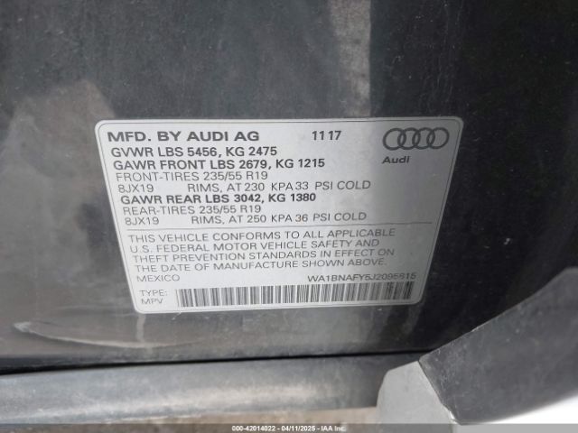 WA1BNAFY5J2095815 Audi Q5 2.0t Premium/2.0t Tech Premium