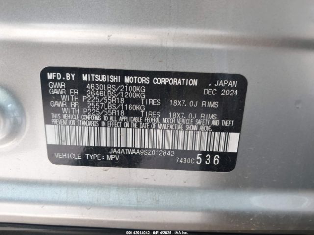 JA4ATWAA9SZ012842 Mitsubishi Eclipse Cross Black Edition S-awc/se S-awc/sel S-awc
