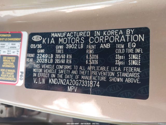 KNDJN2A20G7331874 KIA Soul