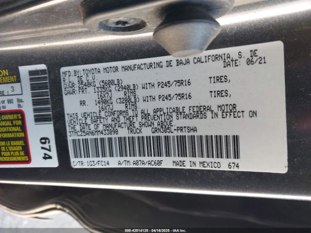 3TMCZ5AN6MM433898 Toyota Tacoma Sr5 V6