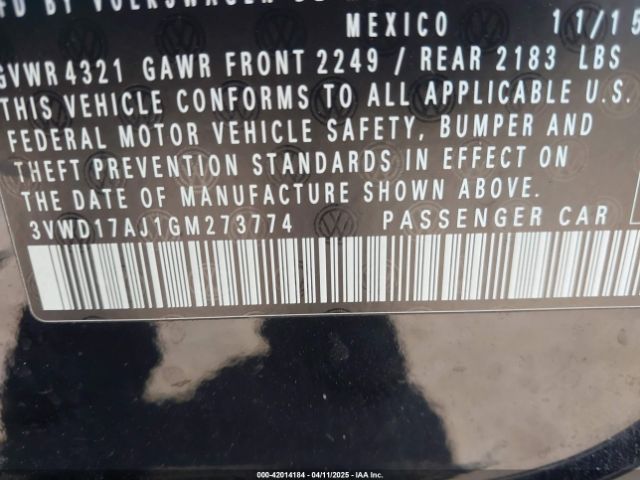 3VWD17AJ1GM273774 Volkswagen Jetta 1.8t Sport