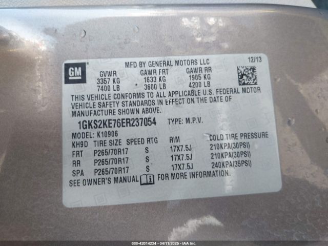 1GKS2KE76ER237054 GMC Yukon Xl 1500 Slt