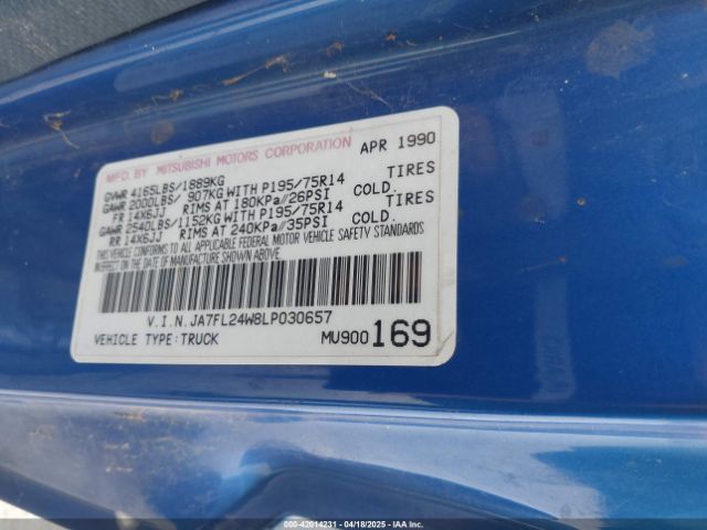 1990 MITSUBISHI MIGHTY MAX / S JA7FL24W8LP030657 Photo 8