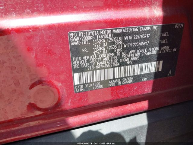 2T3H1RFV4RW323564 Toyota RAV4 LE