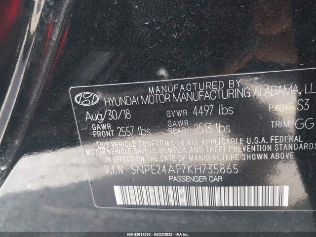 Hyundai SONATA SE 2019 5NPE24AF7KH735865 Image 9