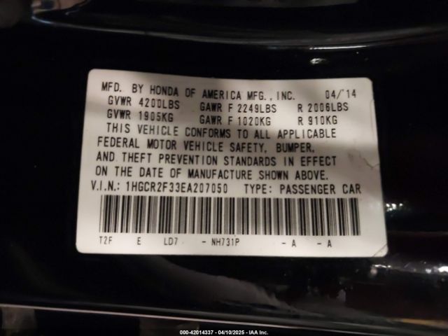 1HGCR2F33EA207050 Honda ACCORD LX