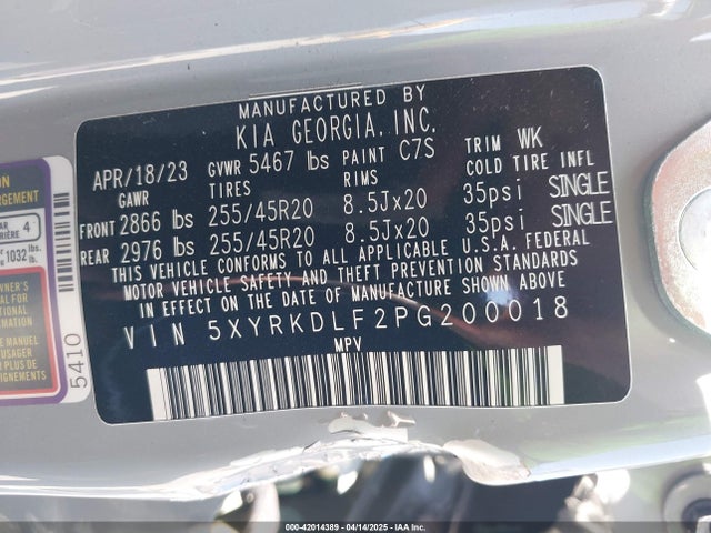 KIA SORENTO SX 2023 5XYRKDLF2PG200018 Image 9