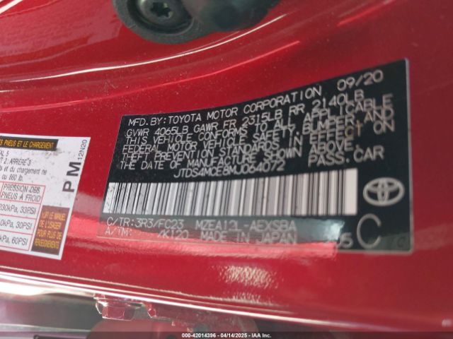 JTDS4MCE8MJ064072 Toyota COROLLA SE